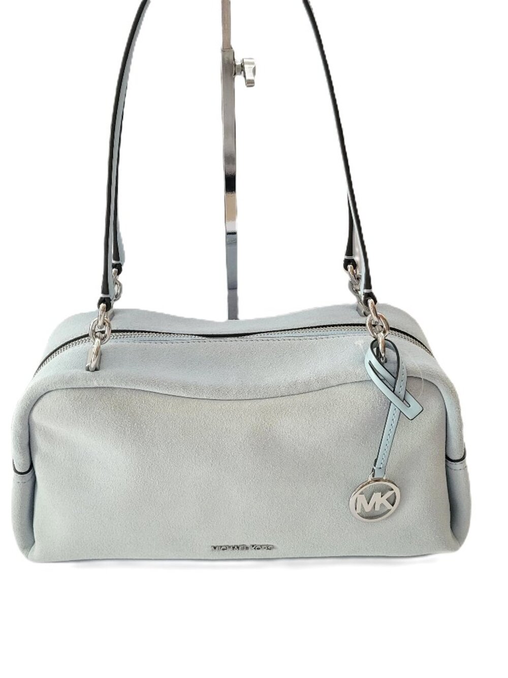 Michael Kors Cecily Medium Shoulder Bag Handbag Pale Ocean Suede Leather
